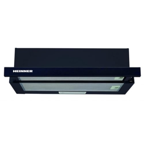 HEINNER HTCH-440GBK Flachbildschirm-Einbau Dunstabzugshaube 60 cm, Abzugshaube Umluft 329,6 m³/h, 2 Einstellungen, Schwarz