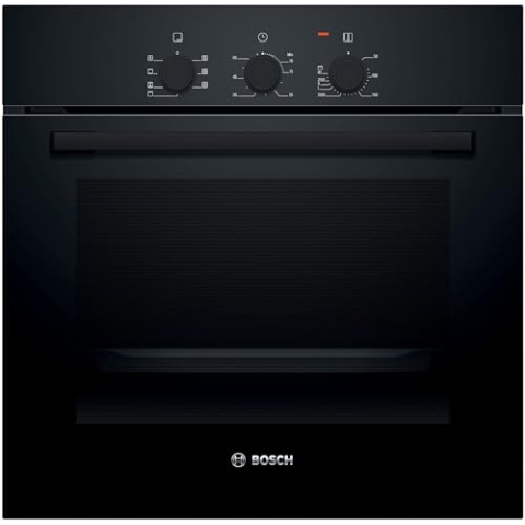 Bosch HBF011BA2 Serie 2, Einbau-Backofen, 3D Heißluft: Gleichmäßiges Garen bis zu 3 Stufen, 3 Griffe, schwarz, 60 x 60 cm