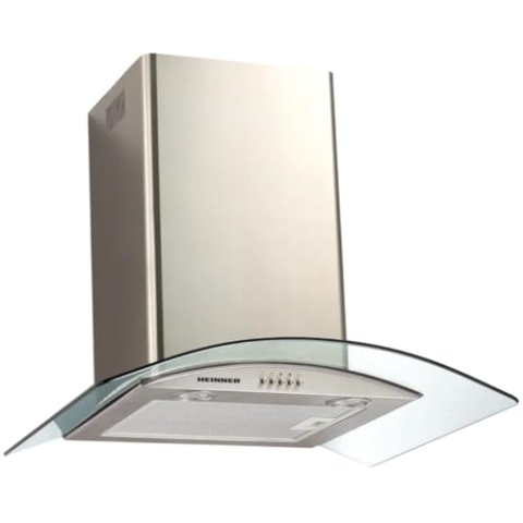 Heinner DCH-650GX Wandabzugshaube 60 cm Umluft, 610 m³/h, 3 Stufen, Edelstahl und Glas Dunstabzugshaube