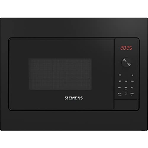 Siemens BF523LMB3 iQ300 Einbau-Mikrowelle, 50 x 38 cm, 800 Watt, Drehteller 27 cm, Türanschlag links, cookControl7 Automatikprogramme, Schwarz