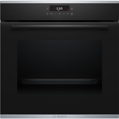 Bosch HBA272BB0, Serie 4 Einbau-Backofen, 60 x 60 cm, Schwarz, Pyrolyse und Hydrolyse Selbstreinigung, 3D Heißluft, Pizzastufe, Optimale Backergebnisse dank AutoPilot 10, Touchscreen Bedienung