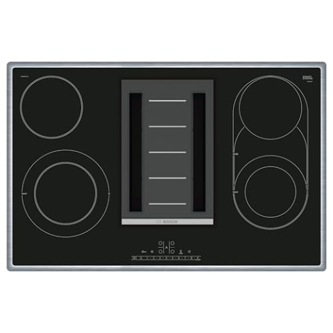 Bosch PKM845F11E Serie 6 Glaskeramik-Kochfeld mit Dunstabzug (autark), 80 cm breit, CombiZone Kombination zweier Kochzonen, PowerBoost schnelleres Kochen, DirectSelect intuitive Bedienung
