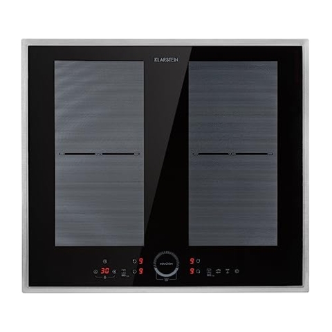 Klarstein Kochfeld, Glaskeramik, 4 Platten, Einbaukochfeld mit Touch-Display, Digitalanzeige und Timer-Funktion, Schnelles Aufheizen, 7000 Watt