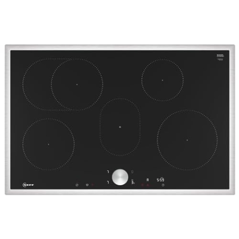 NEFF T58STF1L0, N 90, Induktionskochfeld, autarkes Glaskeramik-Kochfeld 80 cm breit, Twist Pad, Home Connect, Smart Hood Automatic, Powerstufe, aufliegend, Schwarz