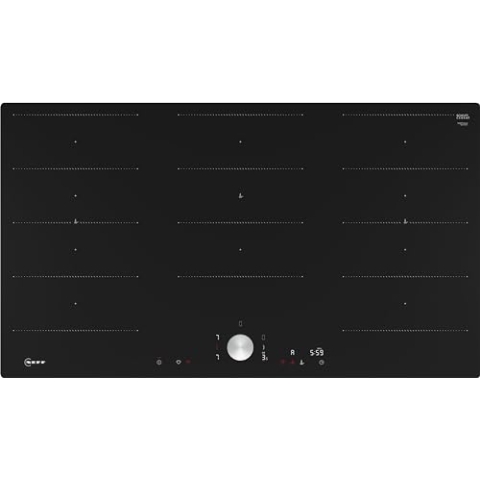 NEFF T69PTX4L0, N 90, Induktionskochfeld autarkes Glaskeramik-Kochfeld 90 cm breit, Twist Pad, Flex Induction, Home Connect, Smart Hood Automatic, flächenbündig, Schwarz