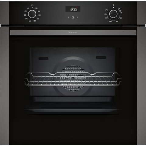 NEFF B1ACE2AG3, N50, Backofen, Made in Germany, LCD-Display, 3D Heißluft, CircoTherm, Soft Close und Soft Opening, Easy Clean, Kindersicherung, Schnellaufheizung, 60 x 60 cm, Graphite-Grey