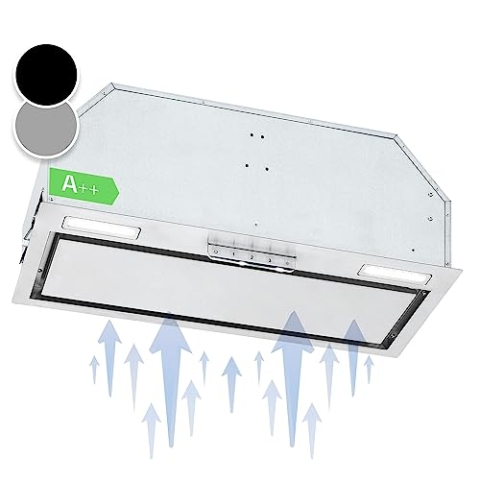 Klarstein Dunstabzugshaube 70cm, Abluft-Dunstabzugshaube mit Spülmaschinenfestem Aluminium Filter, Leise Abzugshaube für Abluft, 508 m³/h Luftstrom, Wandhauben mit LEDs, Dunstabzug zur Wandmontage