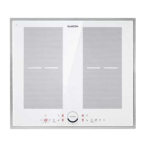 Klarstein Kochfeld, Glaskeramik, 4 Platten, Einbaukochfeld mit Touch-Display, Digitalanzeige und Timer-Funktion, Schnelles Aufheizen, 7000 Watt