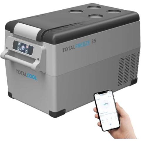 Tragbarer Kühlschrank mit Gefrierfach von Totalfreeze – 12 V 24 V Volt Outdoor-Kühlschrank für Lieferwagen – App-gesteuerter Zweizonen-Autokühlschrank – Kompressor-Kühlbox zum Angeln – 35 Liter