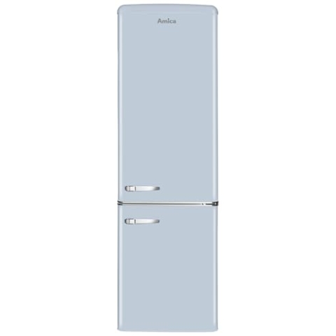 Amica KGCR 387 100 L Retro Kühl-/Gefrierkombination / Baby Blue (Hellblau) / 181cm (H) x 55cm (B) x 62cm (T) / Retro-Design / Kühlschrank mit Gefrierfach