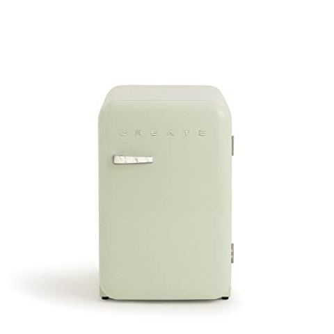 CREATE / RETRO FRIDGE 83.5 MARBLE/Kühlschrank in Pastellgrün, Griff Marmor / 98W, niedriger Verbrauch, 2 Ablagen, Temperaturregler, Flaschenhalter, 56x54x84cm