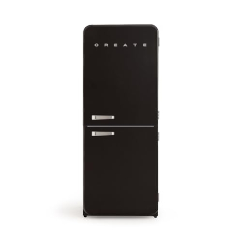 CREATE / RETRO FRIDGE FRIDGE COMBI 185 SILVER/Kombi-Kühlschrank mit Gefrierfach 401L in Schwarz, Griff Silber / 190W, No Frost System, 3 Ablagen, 2 Schubladen, Temperaturregler, 70x65x185 cm
