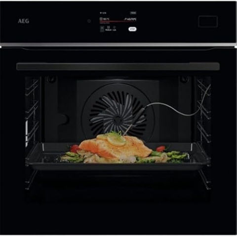 AEG TB8SB73ZAB Multifunktionsofen, 70 l, Dampfreinigung, 25 Funktionen, 119 automatische Programme, Thermalsonde, Dampfgaren, Touchscreen, WLAN-Konnektivität, Schwarz