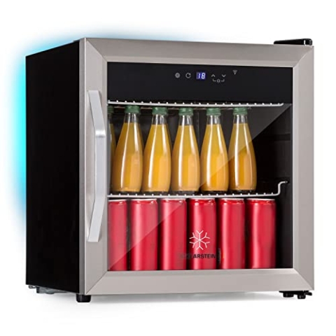 Klarstein Kühlschrank, Getränkekühlschrank mit Glastür, Minikühlschrank Lautlos mit 2 Ablagen & App-Steuerung, Outdoor Kühlschrank, Kleiner Kühlschrank für Zimmer, Minibar 0-13°C, Bierkühlschrank 50 L