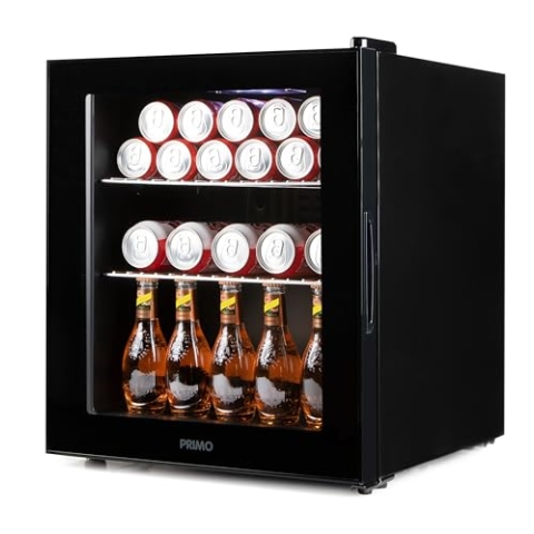 PRIMO PR178BC Getränkekühlschrank Minibar Mini-Kühlschrank Glastür Freistehend 46L D Schwarz