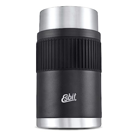 Esbit Thermobehälter Sculptor für Essen - Warmhaltebehälter 1000 ml in Schwarz mit Manschette in Edelstahl - aus Edelstahl für warme und kalte