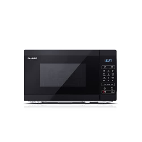 SHARP YC-MG02E-B Mikrowelle mit Grill (800 W, 20 L, 11 Leistungsstufen, Eco-Funktion, Auftaufunktion, Kindersicherung), schwarz