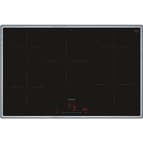 Siemens EH845HVB1E iQ100, Smartes Induktionskochfeld, 80 cm, Schwarz, Mit Rahmen aufliegend, TouchSlider, Dunstabzugsautomatik – das perfekte Zusammenspiel von Kochfeld und Dunstabzugshaube