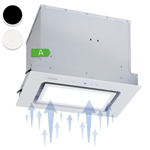 Klarstein Dunstabzugshaube Unterbau, Einbau-Dunstabzugshaube Flach mit Spülmaschinenfestem Aluminium-Fettfilter, 506m³/h Luftstrom, LEDs, Abzugshaube aus Stahl, Dunstabzugshaube ohne Abluftrohr