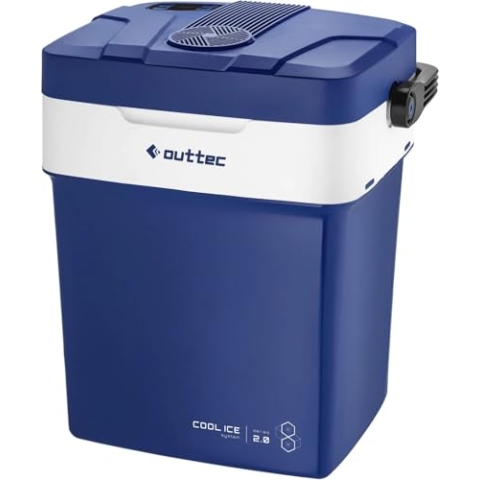 Outtec Mini Kühlschrank, 32L Nutzinhalt, Elektrische Kühlbox Klein, Camping Kühlschrank, Tragbare Kühlboxen, Kühltasche Elektrisch für Camping, Büro, Garten, Picknick, Outdoor (Marineblau)