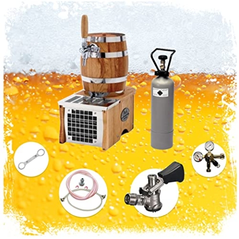 Komplett Set - Soudek 20, Trockenkühlgerät Bierfass Optik, Bierkühler, Zapfanlage, Bierzapfanlage 1-leitig, 20 Liter/h, Green Line, Zapfkopf:5 Liter Adapter