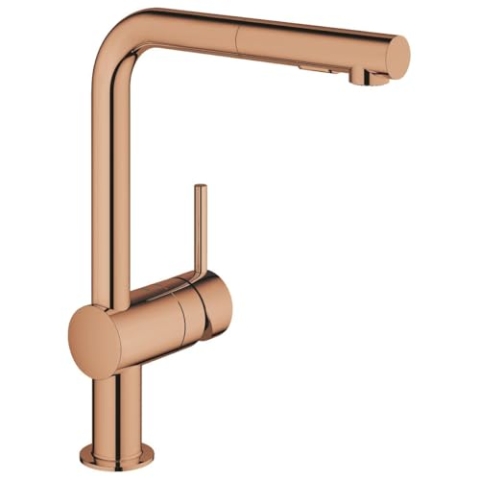 Grohe Minta Einhand-Spültischbatterie, DN 15, 30274, L-Auslauf, Dual Spülbrause, Farbe: warm Sunset - 30274DA0