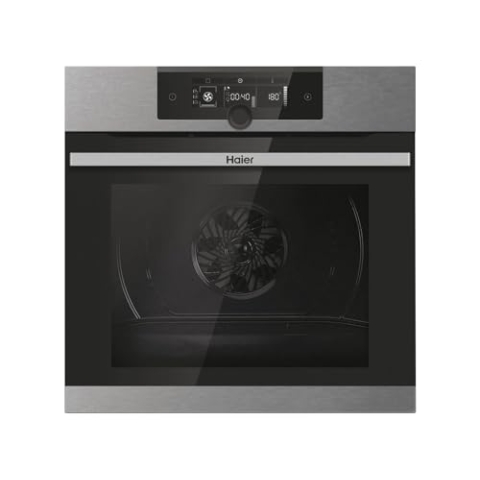 Haier I-Turn Series 2 HWO60SM2F3XH Multifunktions-Ofen, Reinigung durch Analyse, WLAN-Konnektivität, Fassungsvermögen 70L, Multi-Level-Kochen, 11 Funktionen, Drehsteuerung, Klasse A+, Schwarz