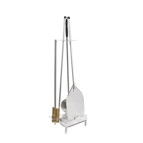 Gi.Metal TRIPIZZA Amica Line Pizzazubehörset mit 30cm Pizzaschälkopf, 20cm Pizzaschälkopf, Bürste und selbsttragender Werkzeugbasis, Werkzeughöhe 90cm Set von 4