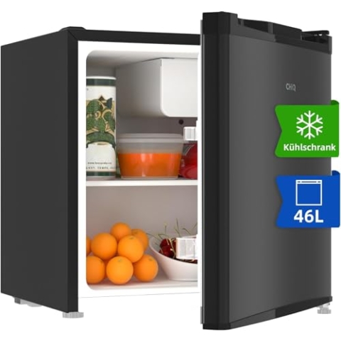 CHIQ Mini Bar Kühlschrank 46 L,Mini Kühlschrank,49,6 x 47,4 x 44,7 cm (HxBxT),E Energieverbrauch 80 kWh/Jahr,Sehr Leise 39dB,12 Jahre Garantie auf den Kompressor