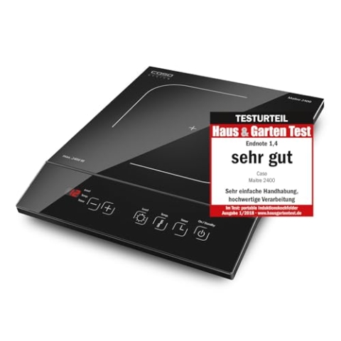 CASO Maitre 2400 Induktionskochplatte mobil, SmartControl auf 12 Stufen, 60-240°C, Timer bis 180 Min., Töpfe bis 26cm, 2400 Watt, Glaskeramik