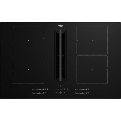 Beko TABLE DE CUISSON ASPIRANTE HIXI84700UF Schwarz Glaskeramik Induktion Digitaler Touch