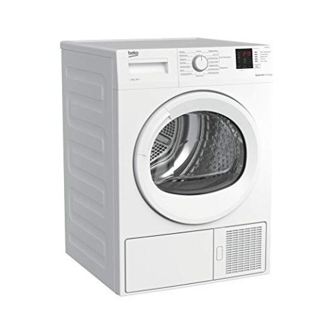 Beko b300 DS8433GX0 Wärmepumpentrockner, 8 kg, 15 Programme, Edelstahltrommel, FlexySense elektronische Feuchtemessung, kombinierter Filtermechanismus, Weiß