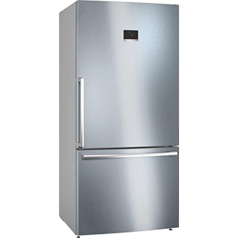 Bosch KGB86XIEP XXL-Stand-Kühl-Gefrier-Kombination Serie 4, freistehende Kühlkombination mit Gefrierbereich unten 186x86cm, 479L Kühlen, 152L Gefrieren, NoFrost, VitaFresh XXL, PerfectFit, Edelstahl