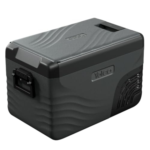 Yolco KX30 Carbon Elektrische Kompressor-Kühlbox, Dual- Zone, App Steuerung per Bluetooth, 12/24 V und 230 V, für Auto, LKW, Boot, Camping Kühlschrank