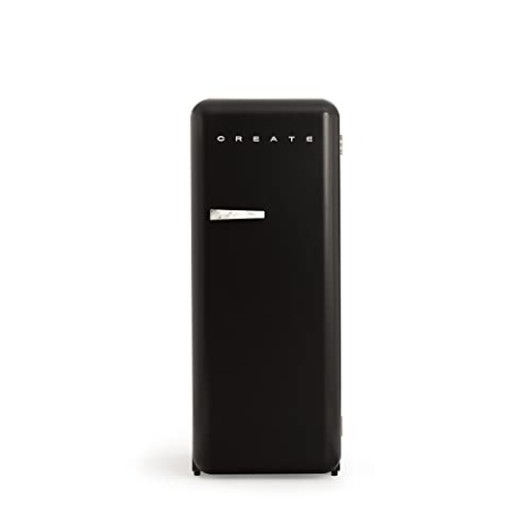 CREATE / RETRO FRIDGE 150 MARBLE/Kühlschrank mit Gefrierfach 281L in Schwarz, Griff Marmor / 102W, niedriger Energieverbrauch, 150cm, 3 Ablagen, Temperaturregelung,60x60x150cm