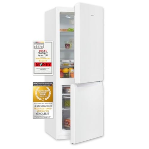 Exquisit Kühl-Gefrierkombination KGC231-60-010E weiss | 175 l Volumen | 4 Sterne | LED-Licht | Temperraturregelung