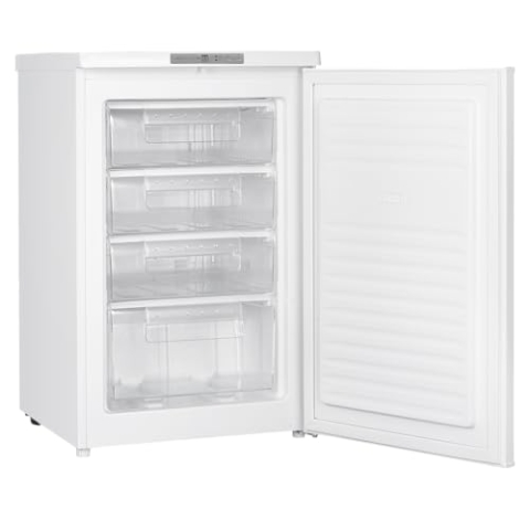 Wiggo - freistehender Gefrierschrank klein 58 x 55 x 85 cm I schlichter Tiefkühlschrank 35 kg I 91L I intelligenter & eleganter Gefrierschrank weiß I 91L I WF-TT8D(W) I Tisch Tiefkühltruhe EEK D
