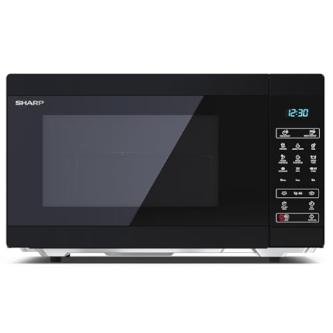 SHARP MG81EB Mikrowelle mit Grill (Mikrowelle: 900W, Grill: 1100W, 11 Leistungsstufen, Auftaufunktion, Abmessungen: 512x300x396cm, Emaille-Keramik-Garraum mit antibakteriellen Eigenschaften), silber