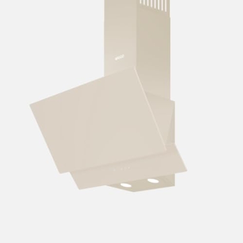 Wiggo Dunstabzugshaube 60cm - Kopffreies Echtglas Design, Umluft/Abluft, 300m³/h, LED Touchscreen, 3 Geschwindigkeiten, inklusive Fettfilter & 2 Kohlefilter, Glasfront (Creme - 2 Glas)