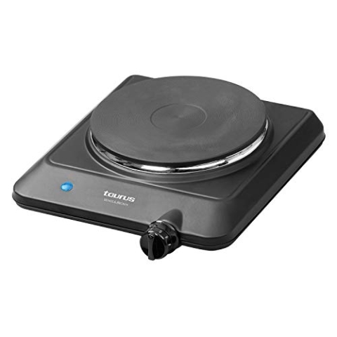 Taurus Volcano uno Elektrisches Kochfeld, tragbar, 1500 W, Durchmesser 18 cm, einstellbare Temperatur, 9 Stufen, 24,5 x 28 x 8,5 cm, Schwarz