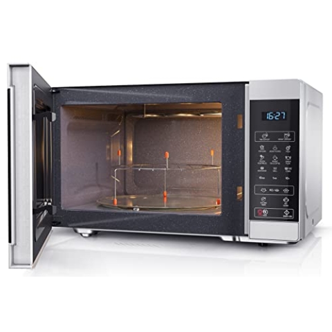 SHARP YC-MG81EW Mikrowelle mit Grill 28 Liter, digitale Steuerung, Mikrowelle: 900 W, Grill: 1100 W, 11 Leistungsstufen, Drehteller, Kindersicherung, ECO-Funktion, Weiß