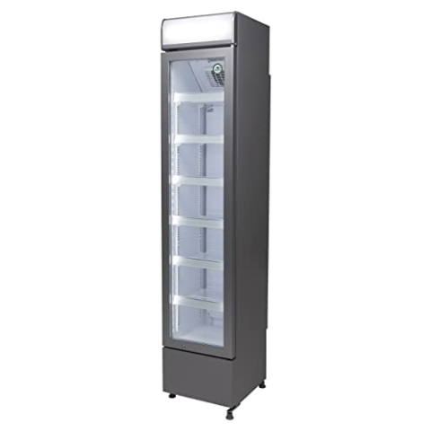 Gastro-Cool - Schmaler Getränkekühlschrank - Sockel - Slim Cooler - silber - GCDC130