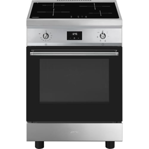 Smeg CUISINIÈRE C6IMXT2 SINFONIA 4 INDUCTIONS INOX/ VERRE NOIR Edelstahl und Glas Freistehend Ofen Herd