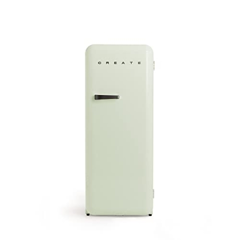 CREATE / RETRO FRIDGE 150 SCHWARZ/Kühlschrank mit Gefrierfach 281L in Pastellgrün, Griff Schwarz / 102W, niedriger Energieverbrauch, 150cm, 3 Ablagen, Temperaturregelung,60x60x150cm