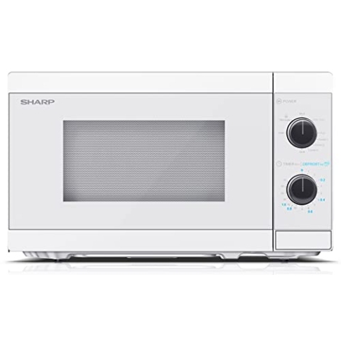 Sharp Mikrowelle YC-MG01E-C mit Grill 20L, Kristallweiß, 800W Mikrowelle, 1000W Grill, Manuelle Steuerung