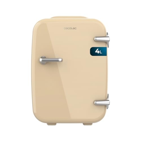 Cecotec Mini-Kühlschrank Bolero MiniCooling 4L Havanna Cream, Betrieb mit 12V-220V, Kompatibel mit Auto und Wohnwagen, Kühl- und Heizfunktion, Temperaturbereich 5-65º, Einfacher Transport.