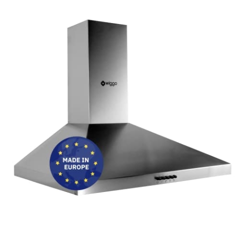 Wiggo Dunstabzugshaube 60cm I Wandhaube für Abluft oder Umluft Dunstabzug 300m³/h mit LED-Beleuchtung & 3 Leistungsstufen I Wandhaube inkl. Fettfilter & 2x Kohlefilter I Abzugshaube Inox