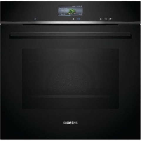 Siemens HR776G1B1, iQ700 Smarter Einbau-Backofen mit Dampffunktion, 60 x 60 cm, Made in Germany, Schwarz, activeClean Pyrolyse & humidClean Hydrolyse, Air Fry, Automatikprogramme, Farbiger Touchscreen