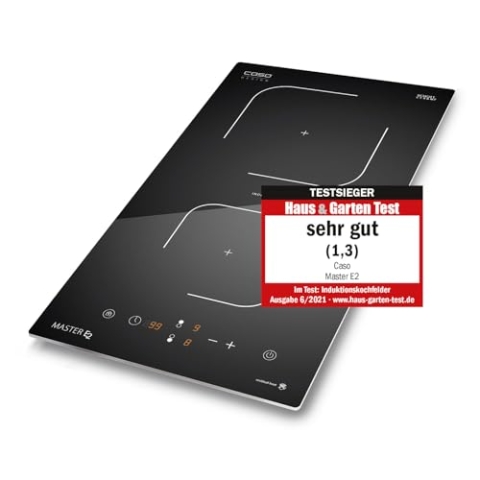 CASO Master E2 Induktionskochfeld, Testsieger Haus & Garten Test, Einbaukochfeld mit 2 Kochzonen, max. 2000-3500 Watt, Booster, Timer von 1-99 Min., Töpfe bis 26 cm