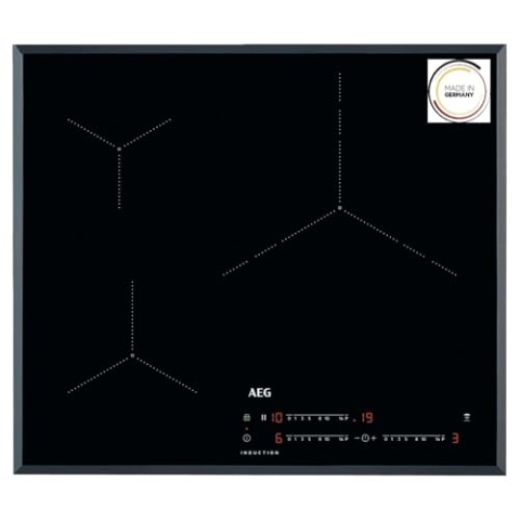 AEG IKB63435FB Induktionskochplatte, abgeschrägt, 3 Kochzonen, 60 cm, Hob2Hood-System, PowerBoost-Funktion, unabhängige Touch-Steuerung, Schnellaufheizung, Pausenfunktion, 3000 Serie schwarz